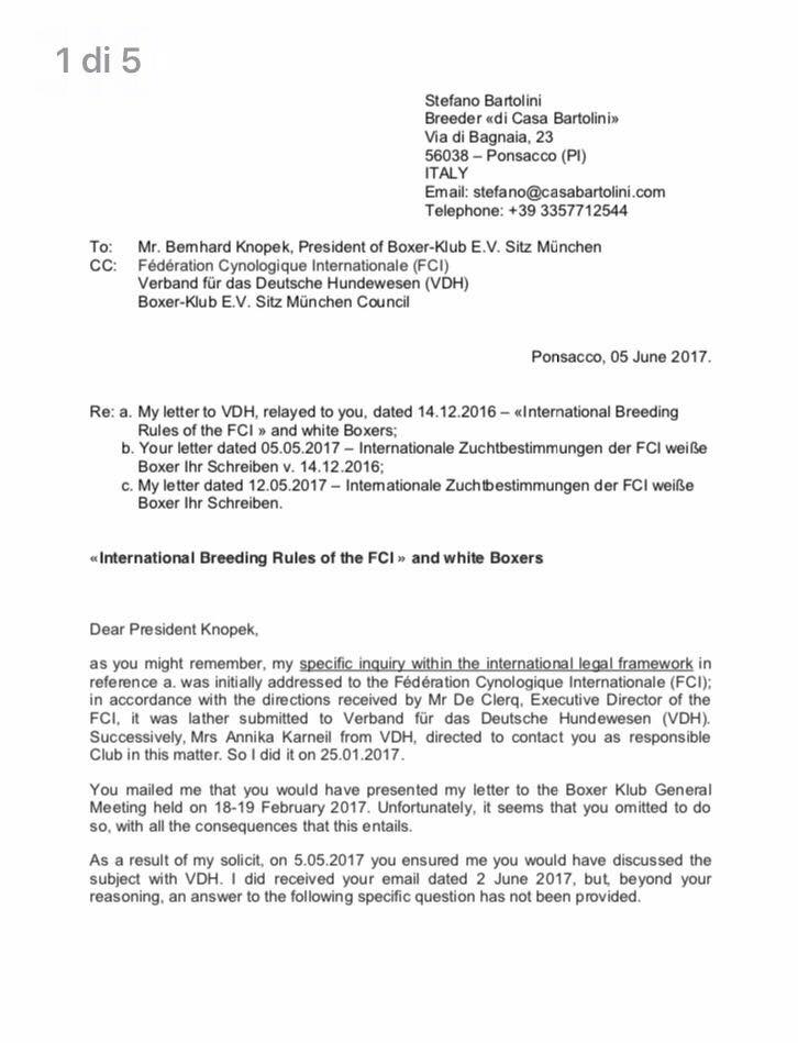 Seconda lettera al Presidente del Boxer-Klub München