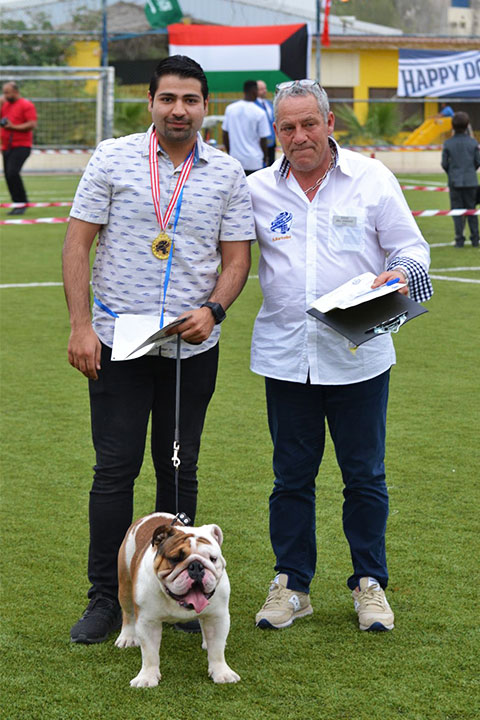 Stefano Bartolini judging at the Bahrain Dog Show 2018