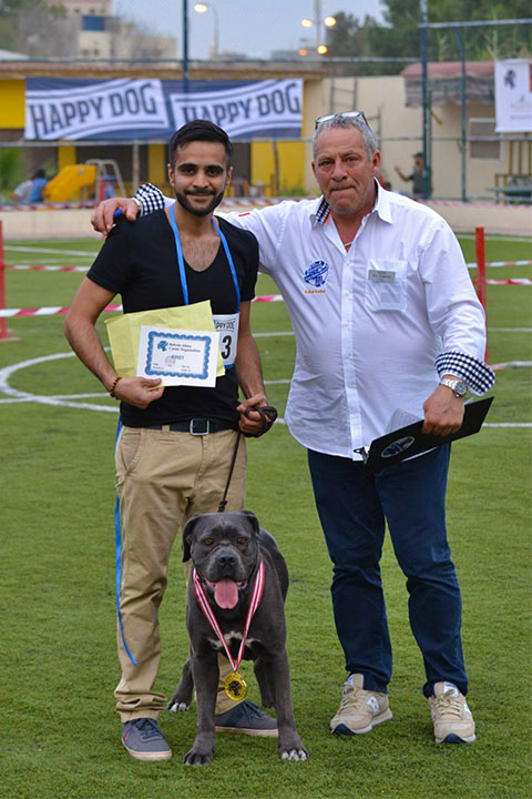 Stefano Bartolini judging at the Bahrain Dog Show 2018