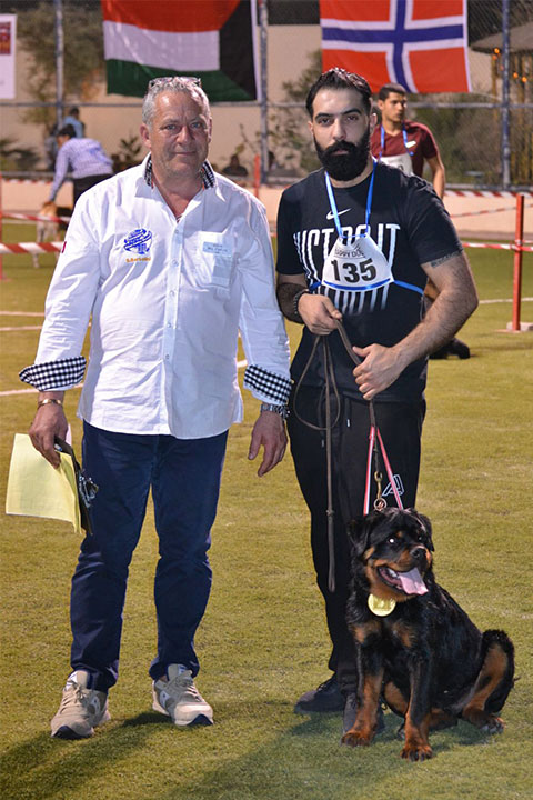 Stefano Bartolini judging at the Bahrain Dog Show 2018