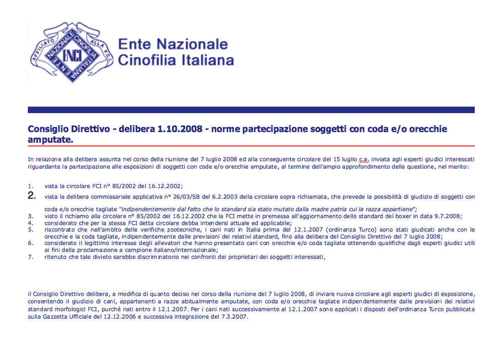 Delibera ENCI del 1 Ottobre 2008